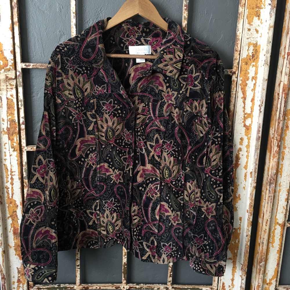 CJ Banks Black & Purple Paisley Jacket Size 1X